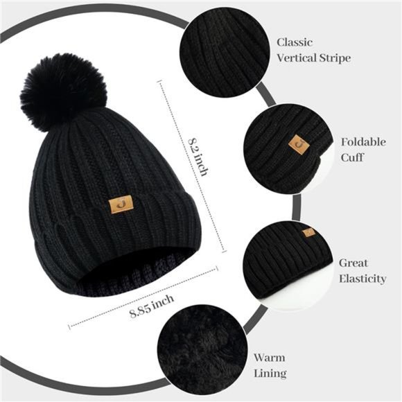 Winter Beanie Warm Hat Long Scarf Touchscreen Glove Set for Women main image 6